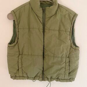Thread & Supply Cropped Green Puffer Vest